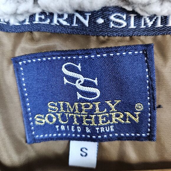 Simply Southern Women's Size S Sherpa Full Zip Vest Mottled Brown Faux Fur - Picture 7 of 15